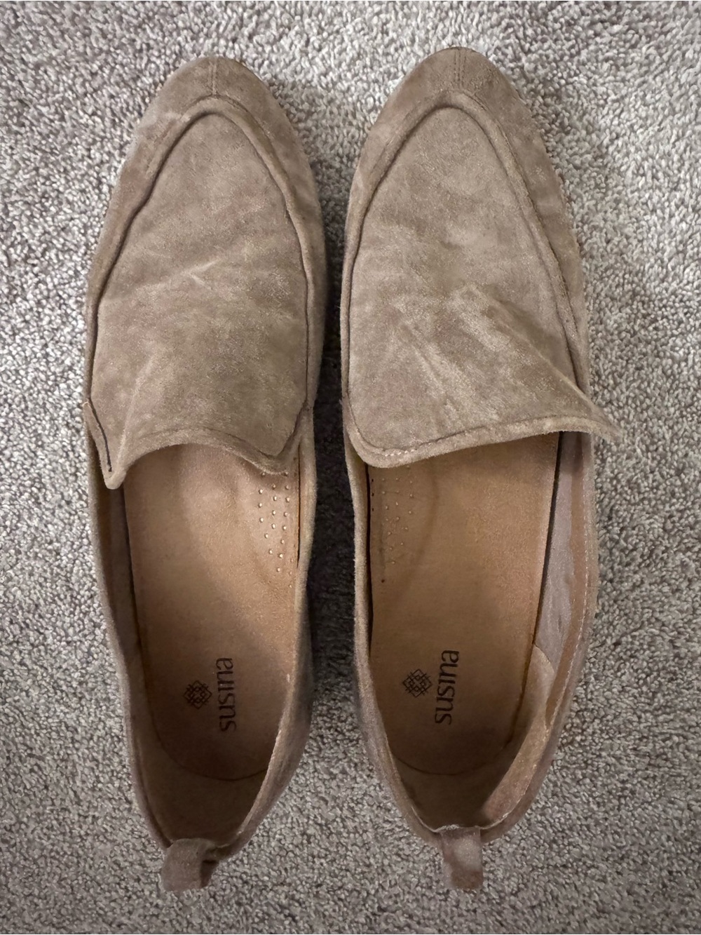 Susina Taupe Suede Slip-On Loafers